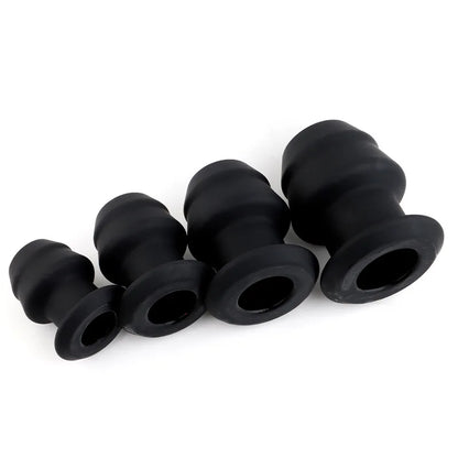 1ps Black Silicone Hollow Anal Plug Stopper Anus Speculum Expander Stimulator Butt Dilator Enemator Adults Masturbation Sex Toys