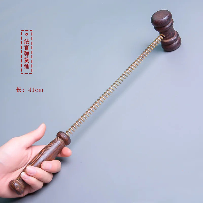 1pc Acupoint Tapping Back Massage Hammer Stick Body Stress Relief Retractable Spring Handle Sandalwood Ball For Neck Leg Relax