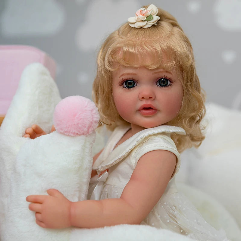 55CM Reborn Dolls Full Body Soft Reborn Baby Toddler Girl Doll Handmade 3D Painted Skin with Christmas Gift for Girl