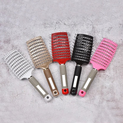 1PCS Multicolor Bristle Nylon Scalp Massage Comb Women Wet Curly Detangle Hairbrush Hair Growth for Relax & Stress Relief