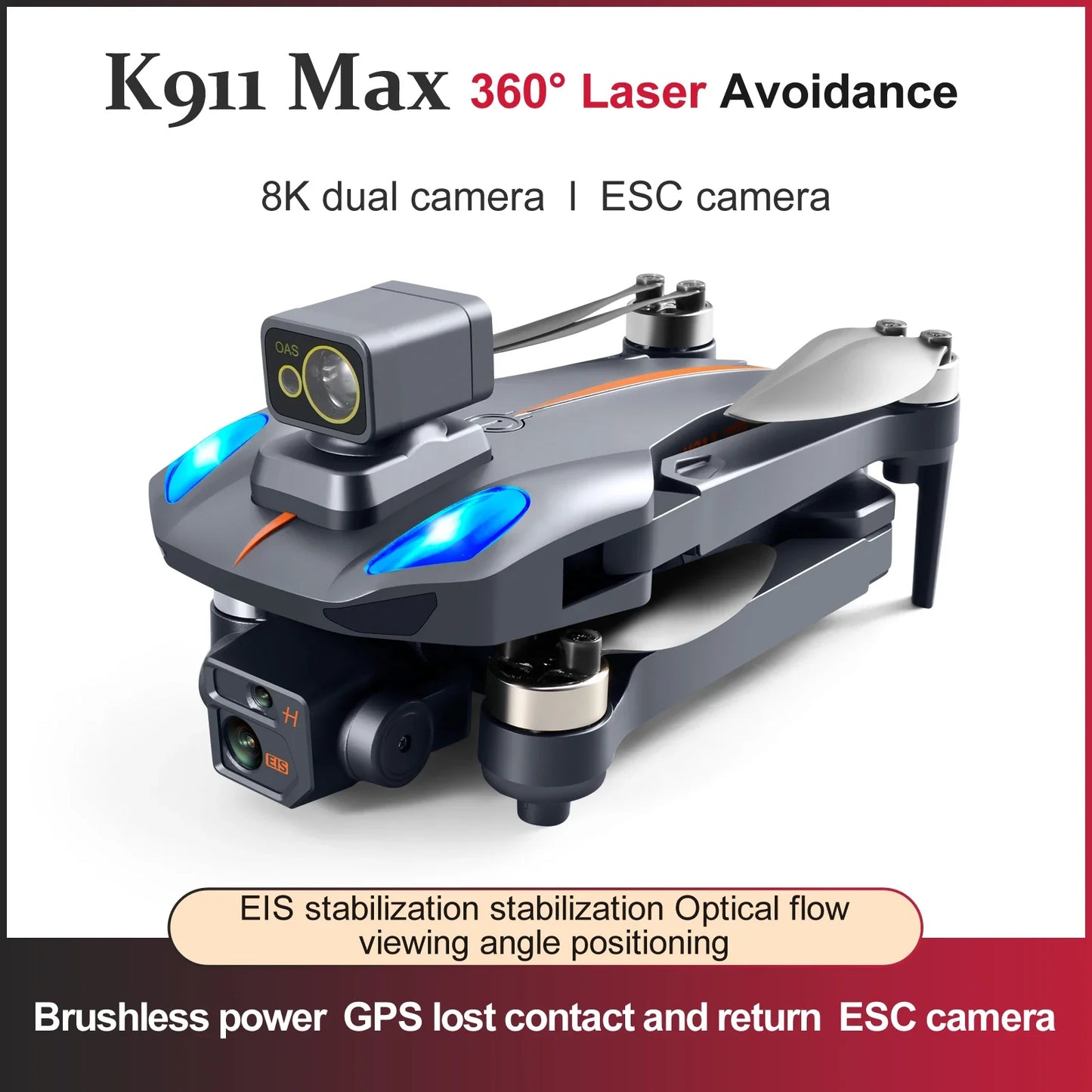 XKJ K911 Max 5G WIFI FPV GPS 8K ESC Dual Camera 360° Optical Flow Positioning Brushless Foldable RC Drone Quadcopter RTF