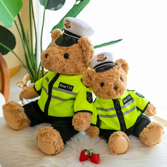 Traffic Police Bear Doll Police Officer Teddy Bear Plush Peluche Full Stuffed Animal Toy Sleeping Pillow for Kids Birthday Gift