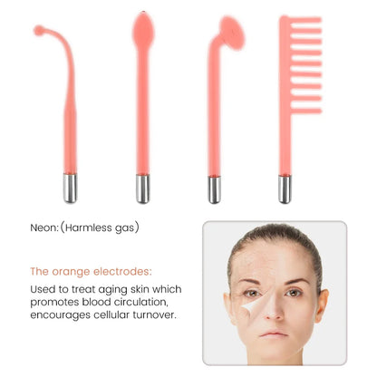 Wrinkle Removal Acne Skin Beauty Spa Hair Massager High Frequency Facial Machine Electrotherapy Wand Glass Tube Neon Anti Aging