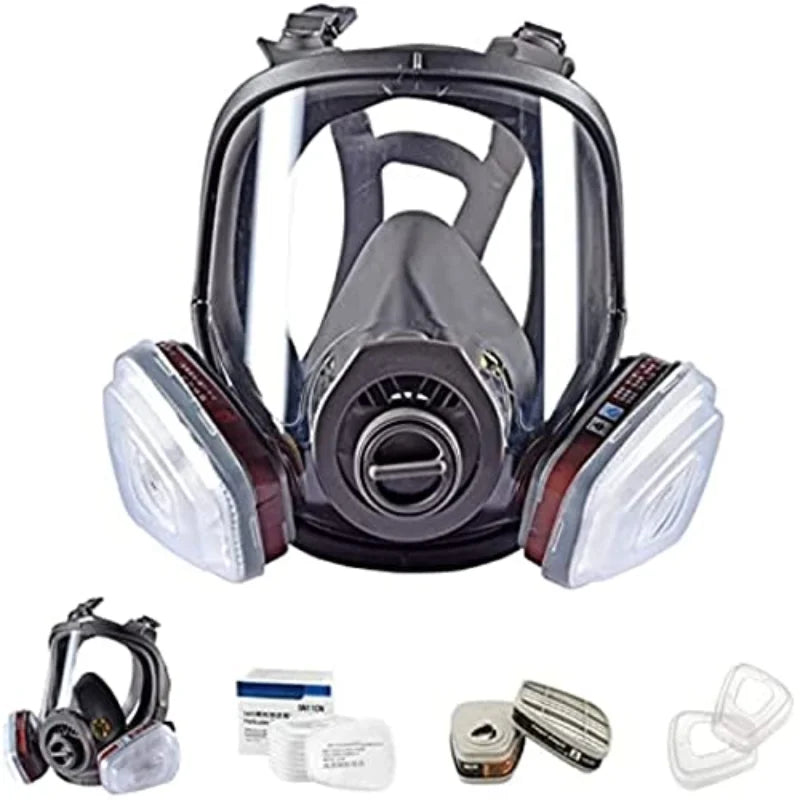 BXA Painting Spraying Gas Mask Chemcial Safety Work Gas Mask Proof Dust Facepiece Respirator Mask Full Face Mask With Filter