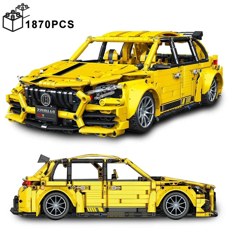 1870PCS Technical MOC Benzs AMG Car Building Blocks Yellow Assemble Bricks Hatchback Vehicle Toys Gifts for Children Kids