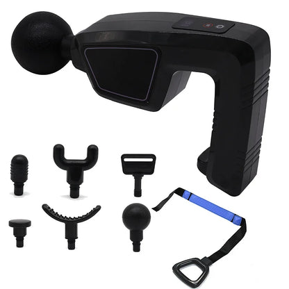 Multi-function Electric Fascia Gun Muscle Vibration Massager Low Noise Multiple Massage-Belt and Head Body Relaxer Massage Gun