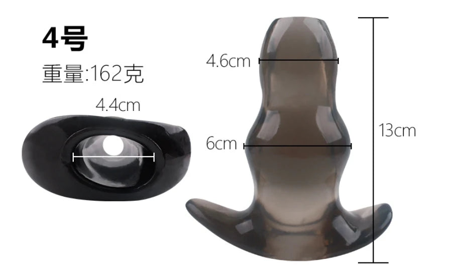 1pcs Soft Silicone Hollow Plug Butt Plug TPE Transparent Black Tunnel Anal Plug Speculum Expander Dilator SM Sex Toy for Couples