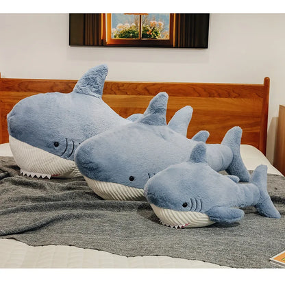 60/80cm Simulated Cute Shark Doll Plush Toy Stuffed Soft Sea Animal Fish Pillow Appease Toys for Kids Girls Birthday Gifts Decor