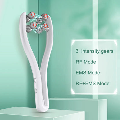 Chin Cheek Slim Face Lift with Skin Care Tool NEW Soft EMS Face Lift Roller Double Chin V Face Shape Face Massager