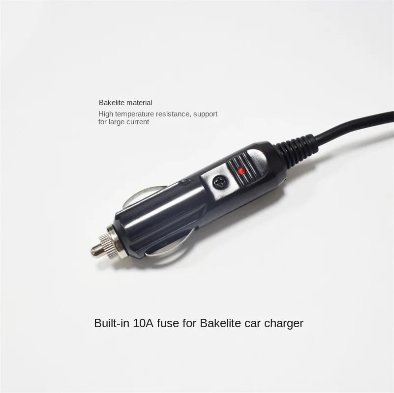 10A 12V Car Charger Power Cable, Pure Copper, Splitter with Cigarette Lighter To Dual DC5.5*2.1mm Forked Male Connector, 1.5m