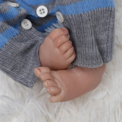 46cm Full Body Silicone 18inch Realistic Reborn Baby Doll Lifelike Newborn Baby Boy Girl Doll Flexible 3D Skin Tone