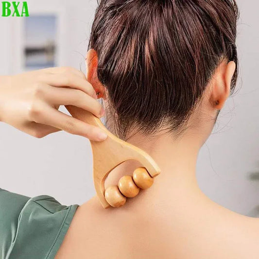 BXA Wooden Massage Roller Therapy Body Massage Tool Foot Face Shoulder Neck Hand Push Roller Massager Body Soothing Massage Tool