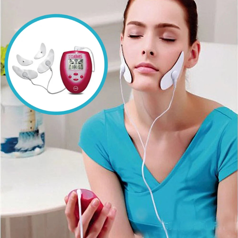 EMS Face Pulse Muscle Stimulator With Electrode Pads V-Face Electric Slimming Facial Massager Trainer Jaw Exerciser Skin Lift