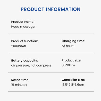 Head Air Bag Massage Headband Electric Air Pressure Massage Head Kneading Migraine Pressure Headache Muscle Relaxation Insomnia