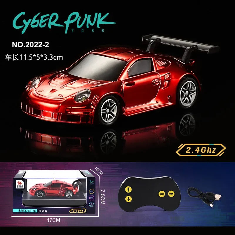 2.4G 4WD 1/43 Super Mini RC Car Electric Vehicle Model Kids Drift Toys Gold-plated Racing Light Pocket Remote Control Car