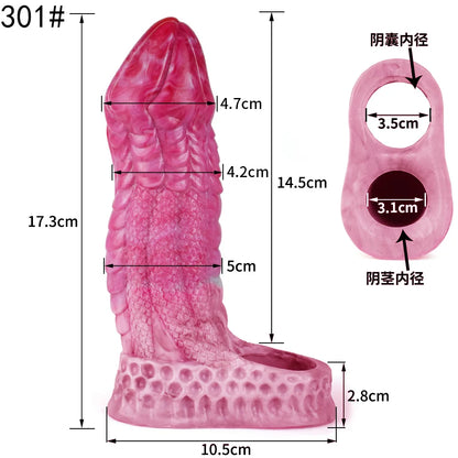 1pc Reusable Variety of Liquid Silicone Penis Cover Simulate Animal Hollow Soft Penis Bondage Gear for Adults Men's Thick Sleeve