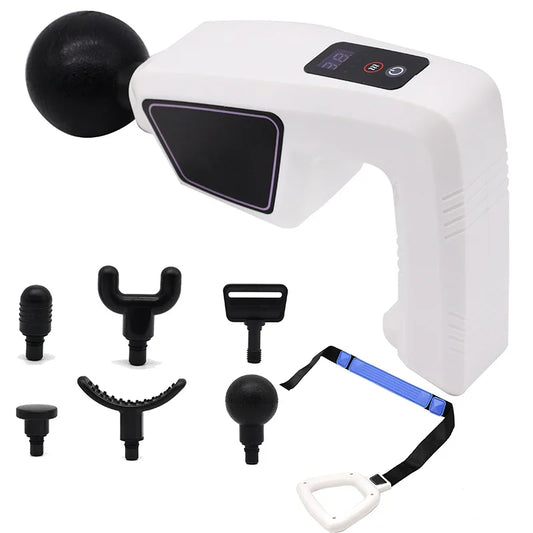 Multi-function Electric Fascia Gun Muscle Vibration Massager Low Noise Multiple Massage-Belt and Head Body Relaxer Massage Gun