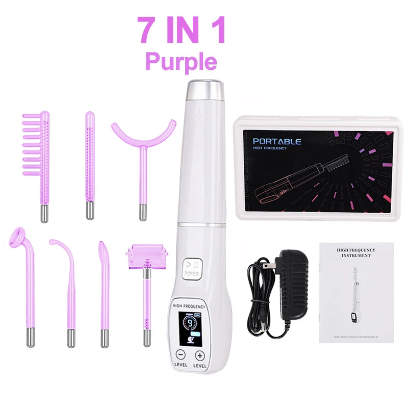 New Apparatus High Frequency Facial Massager Machine For Hair Face Anti Aging Therapy Acne Tool Neon&Argon Wands Skin Beauty Spa