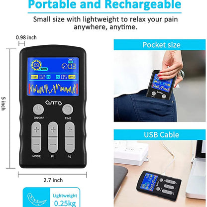 New 25 Modes EMS Full Body Massager Electric Muscle Therapy Stimulator Dual Channel Tens Unit Machine Physiotherapy Pulse