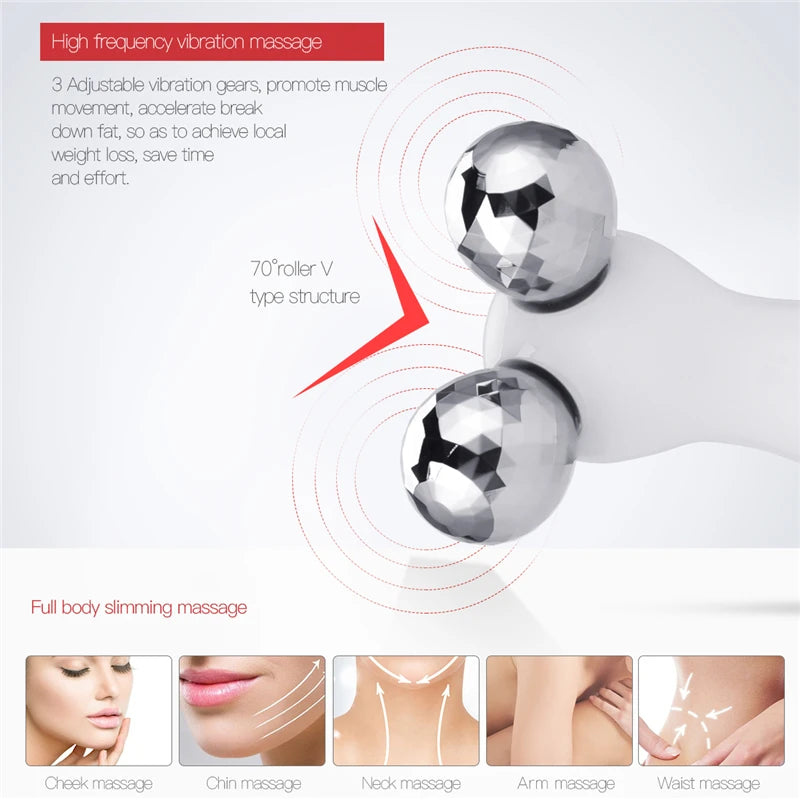 Rolling Ball Vibratory Face Lift Firming Soft New 3D V Face Body Slimming Wrinkle Removal Pulse Massage Skin Beauty Device