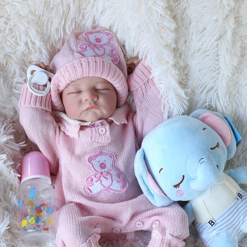 17Inch Realistic Reborn Baby Doll Full Silicone Body Newborn Toddler Toy 43CM Lifelike Birthday Gift Toys for Girls