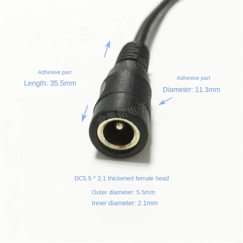 12V Surveillance Power Cable - DC5.5*2.1mm Female To Dual Male - Pure Copper - One-to-Two DC Splitter Cable