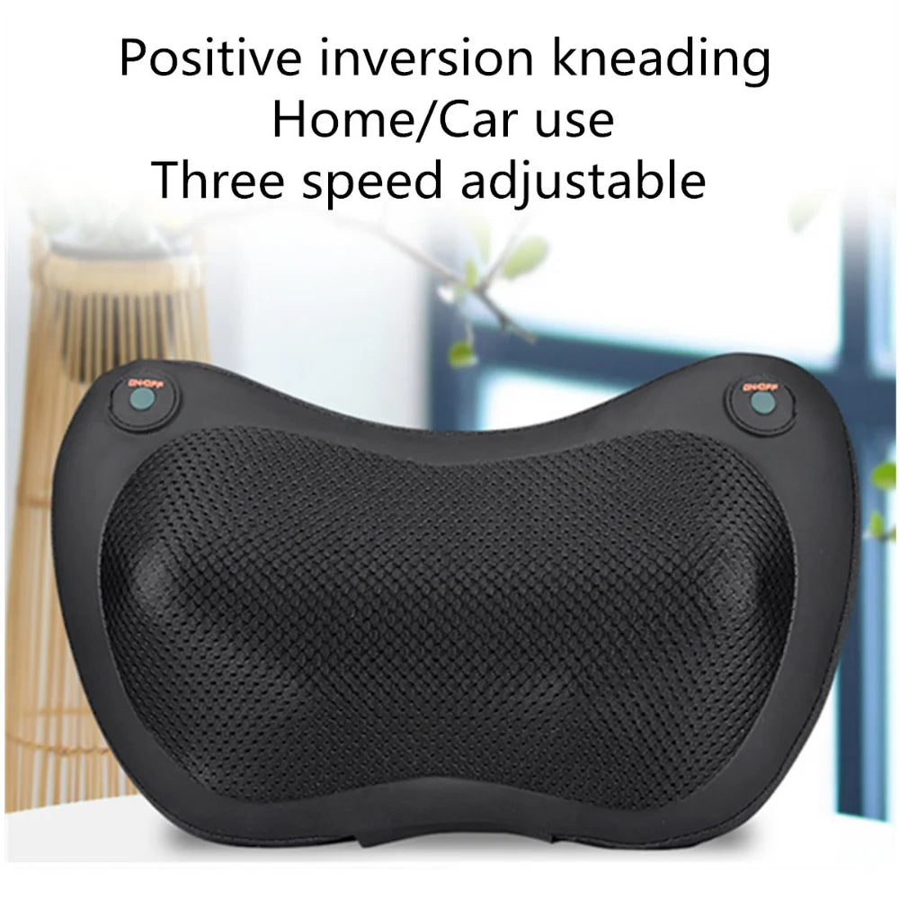 Massage Pillow 3 speed Electric Head Relax 4-Heads Shiatsu Infrared Heating Shoulder Back Neck Cervical Massager for Car Home