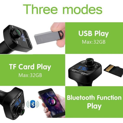 X8 Car Bluetooth Receiver Charger Lossless Sound Quality FM Transmitter Card Slot Car MP3 Bluetooth Player