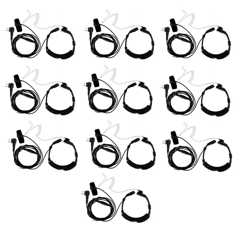 10PCS Finger PTT MIC Air Tube Throat Earpiece Headset Microphone for Motorola GP300 CT150 CT450 CP040 CP200 EP450 2-Pin Radio