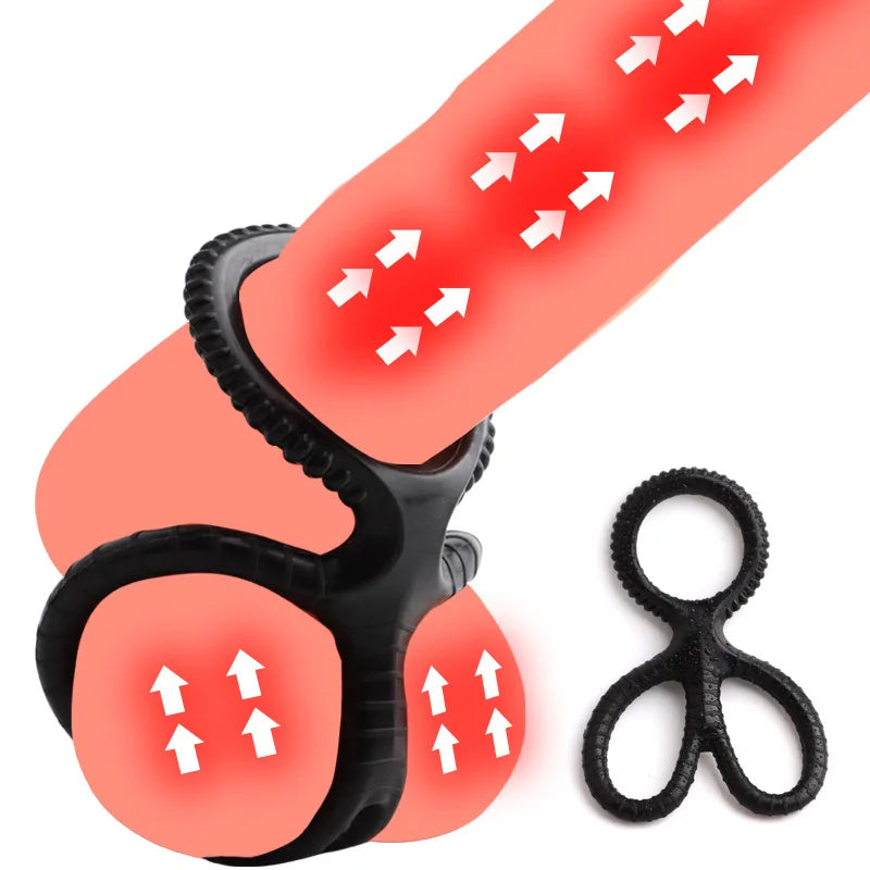 Triple Penis Ring Reusable Silicone Semen Cock Ring Penis Enlargement Delay Ejaculation Sex Shop Sex Toy For Men Chastity Device