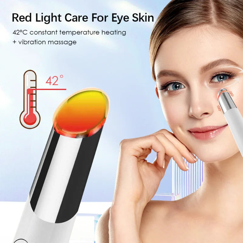 Lift Eye Skin Electric Eye Massager Vibration Heated Blue Purple Red Light Eye Care Pen Anti Dark Circle Removal Wrinkle