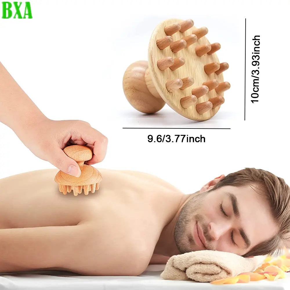 BXA Wood Therapy Mushroom Massage Comb  Anti Cellulite Lymphatic Drainage Fascia Massage Tools for Neck Back Legs Full Body