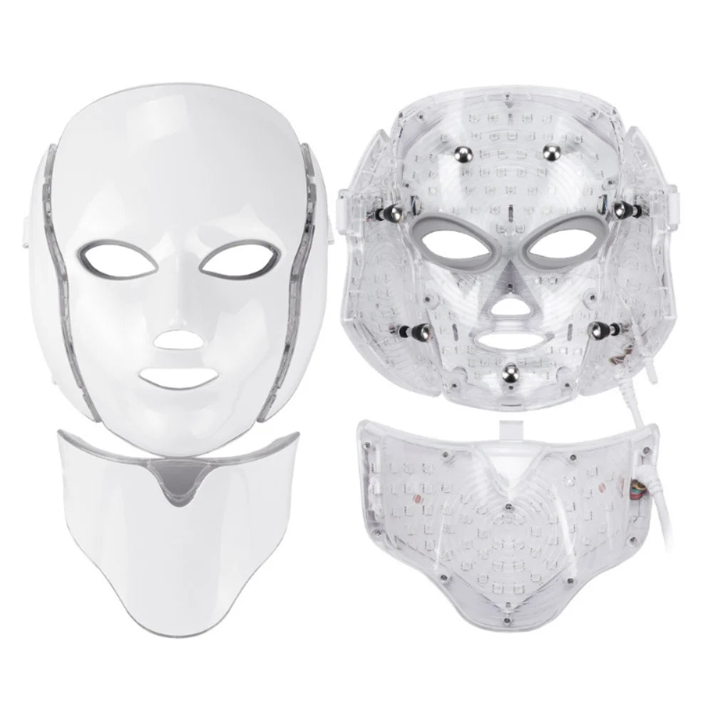 Light Therapy Acne Mask Neck Beauty Led Mask White Facial Beauty Mask 7 Colors Led Korean Photon Therapy Face Mask Machine