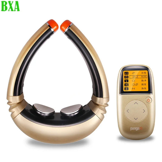 Smart Cervical Spine Massager Hot Compress Physiotherapy Shoulder Neck Electric Kneading Pulse Massage Home - Gold