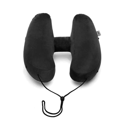 1pack H Shaped Massage Pillow Inflatable Portable Storage Outdoor Travel Long Distance Car Airplane Rest Hooded Neck Pillow