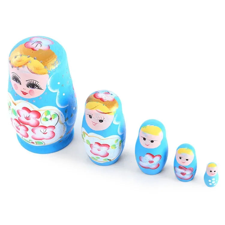 5-Layer Paint Color Arts Craft Toys Russian Wooden Nesting Doll Craft Handmade Painted Children's Wooden Toys Decoration Doll