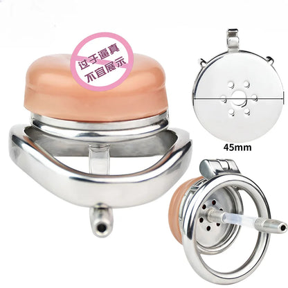 Stainless Steel Chastity Cage with Detachable Silicone Pussy Urethral Plug Penis Lock Cock Rings with Belt Adults Sex Toys