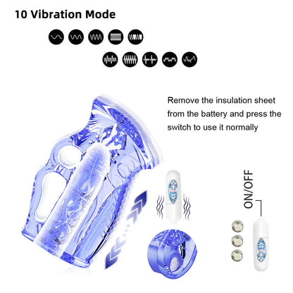 10-Speeds Wireless Remote Control Hand Glue Trainer Men's Masturbation Exercise Airplane Cup Particles Pussy Stimulate Sex Toys