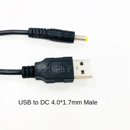 1m USB To DC4.0*1.7 Male Power Cable, 5V3A, Full Copper, DVD Round Tip, Sony PSP Interface