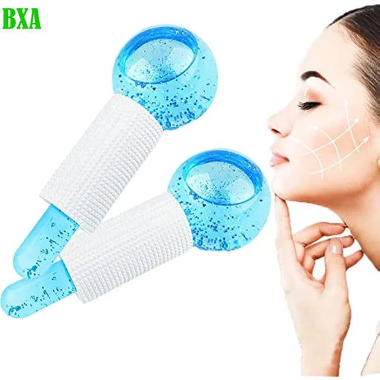 2PCS Beauty Ice Hockey Energy Beauty Crystal Ball Facial Cooling Ice Globes Water Wave For Face And Eye Massage Roller Skin Care