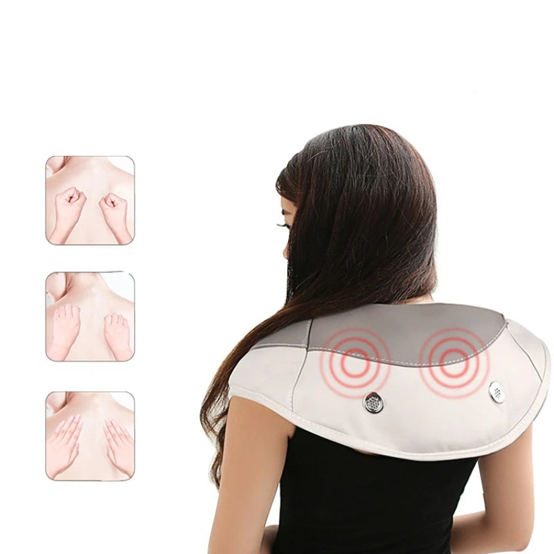 Electrical Shiatsu Massage U Shape Shawl Back Neck Shoulder Body Massager Device Infrared Heated Kneading Car/Home Massage Shawl