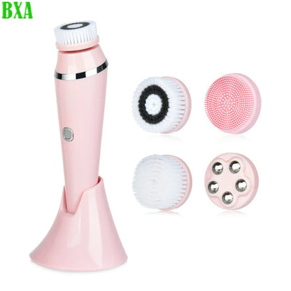 New Electric Facial Cleansing Brush with 4 Brush Heads 3 Modes Skincare Waterproof Wireless Facial Cleansing Device