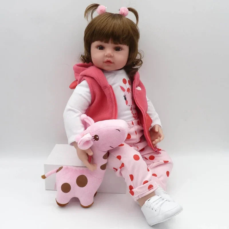 47cm Reborn Dolls Soft Silicone Reborn Baby Dolls Lifelike Baby Girl Doll Gifts for Girls Reborn Doll Kit Pink Simulation Baby