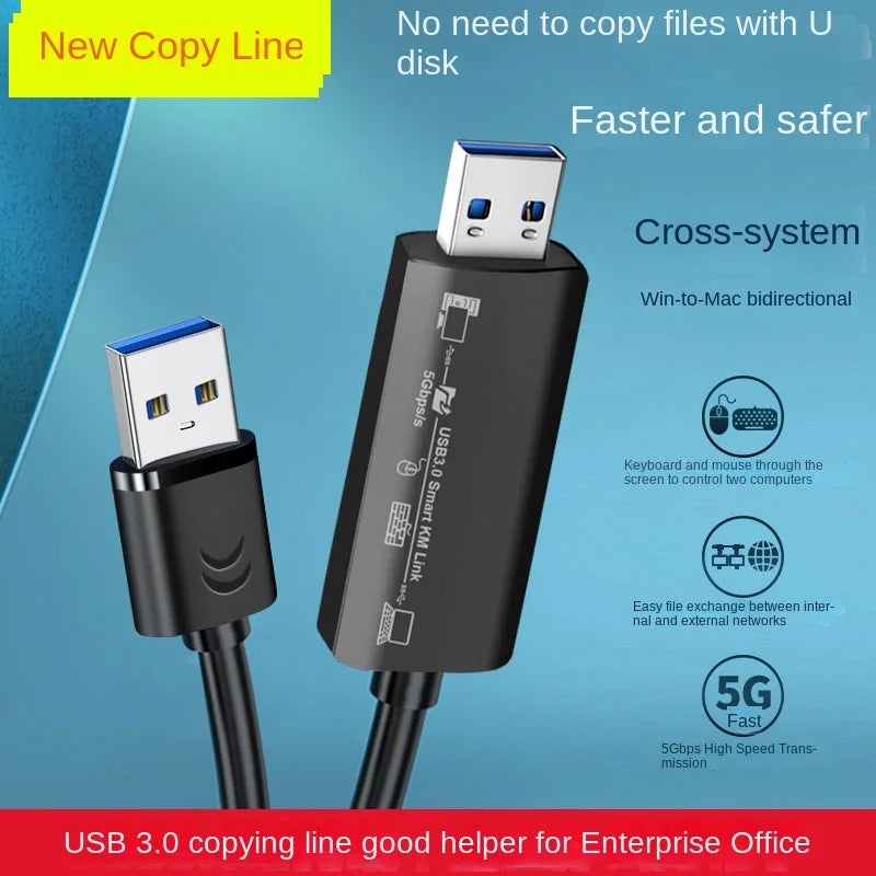 USB 3.0 Data Transfer Cable - Share Mouse, Keyboard, and Files Between Windows and Mac Notebooks