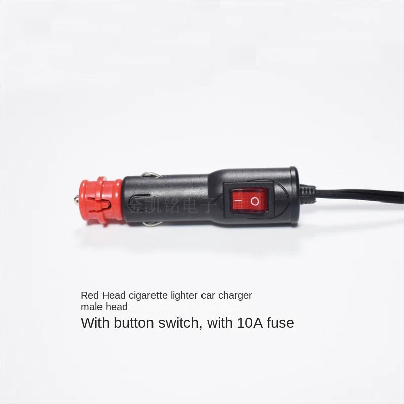 With Switch 10A Red Head Car Charger Cigarette Lighter Plug To New B-Type Tail Plug Refrigerator Power Cable, 1.8m