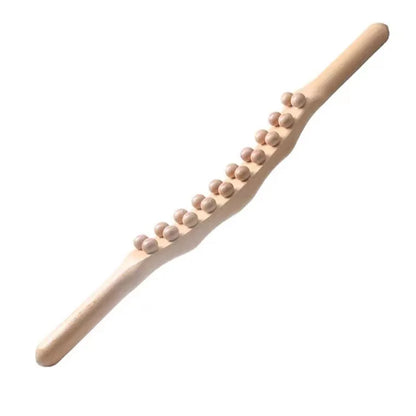 1pc 20 Beads Rolling Pin Universal Back Needle Massage Tendons Beech Wood Scraping Stick Point Treatment Guasha Therapy Tool