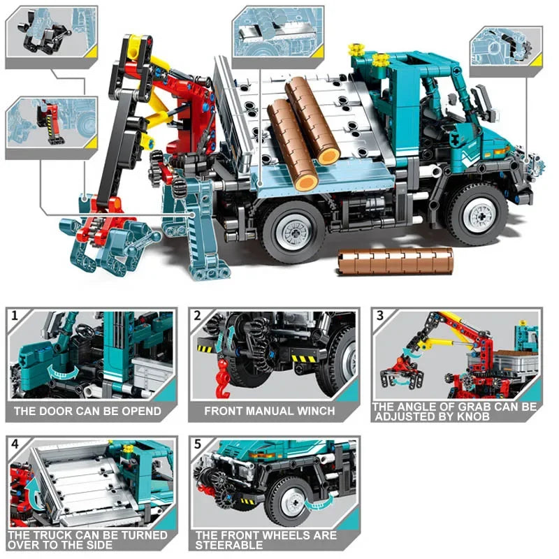 910Pcs MOC Blocks Mechanical Farm Engineering Car Model Building Blocks City Unimog Truck Figures Bricks Toys Kids Adult Gift