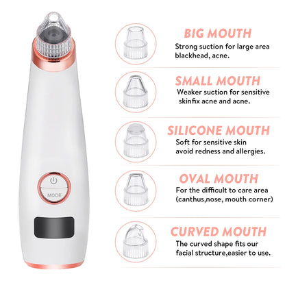 White Blackhead Remover Face Pore Vacuum Skin Care USB Rechargeable Acne Pore Cleaner Pimple Removal Vacuum Suction Tools