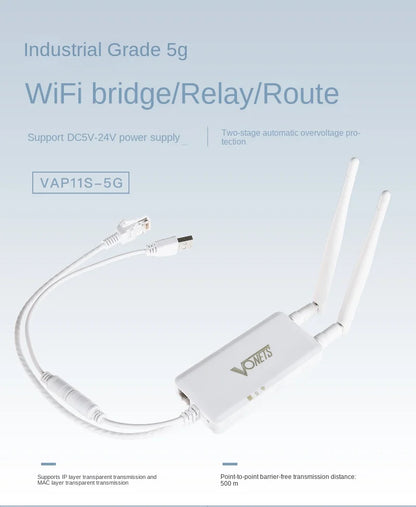 VONETS 5G Wireless Bridge/Router/Repeater for Converting Wireless To Wired, Ideal for Elevator Monitoring - VAP11S-5G