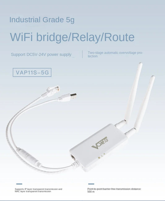 VONETS 5G Wireless Bridge/Router/Repeater for Converting Wireless To Wired, Ideal for Elevator Monitoring - VAP11S-5G